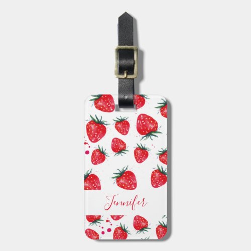 Strawberries personalised luggage tag