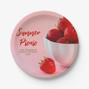Strawberries Photo Summer Picnic Family Reunion Paper Plates
