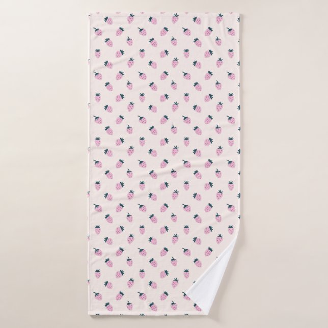 strawberries pink  bath towel (Bath Towel)