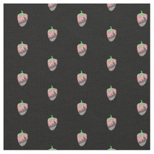 Strawberries Pink Black Fruit Pattern Fabric
