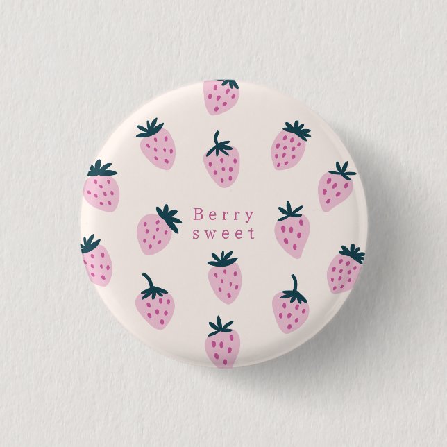 Strawberries pink  button (Front)