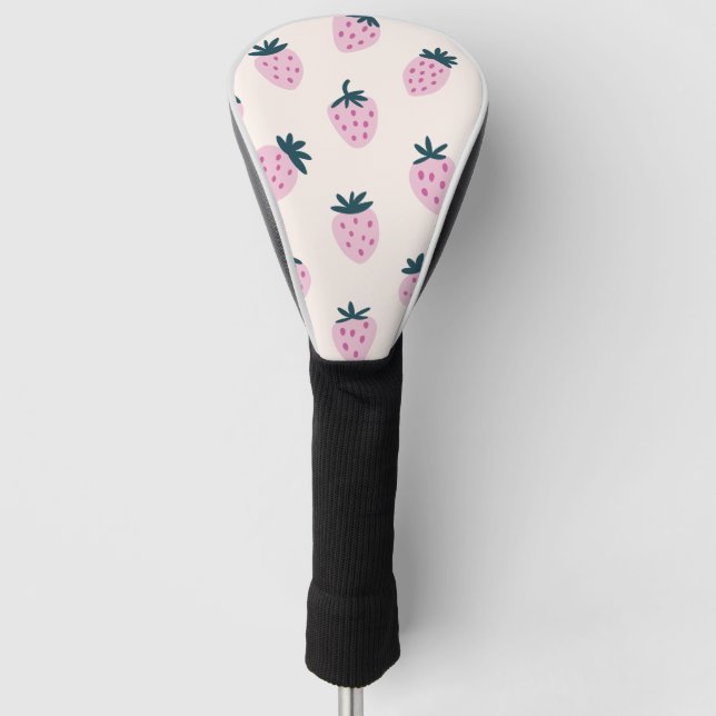 Strawberries pink  golf head cover (Front)