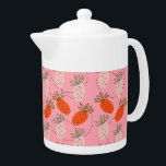 Strawberries Pink White Doodle Fruit Pattern     Teapot<br><div class="desc">Hand Drawn Strawberries Pattern with white and pink strawberry.</div>