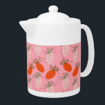 Strawberries Pink White Doodle Fruit Pattern     Teapot<br><div class="desc">Hand Drawn Strawberries Pattern with white and pink strawberry.</div>