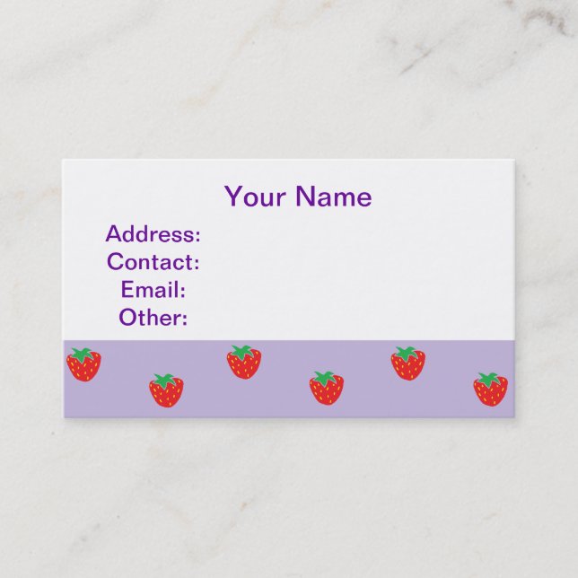 Strawberries Purple Business Card (Front)