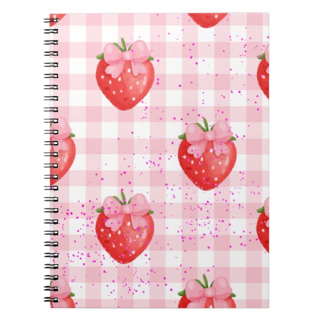 strawberries red and pink bows notebook (Front)