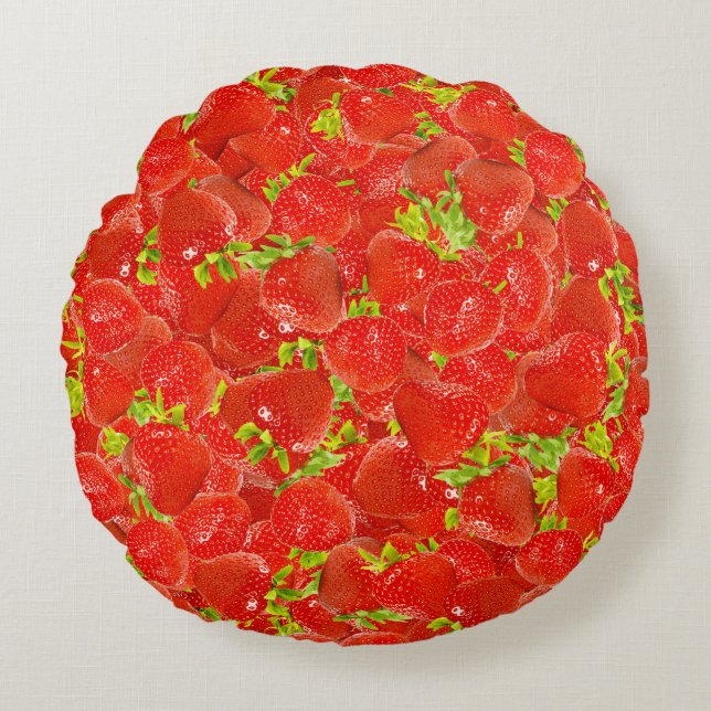Strawberries Round Pillow (Front)
