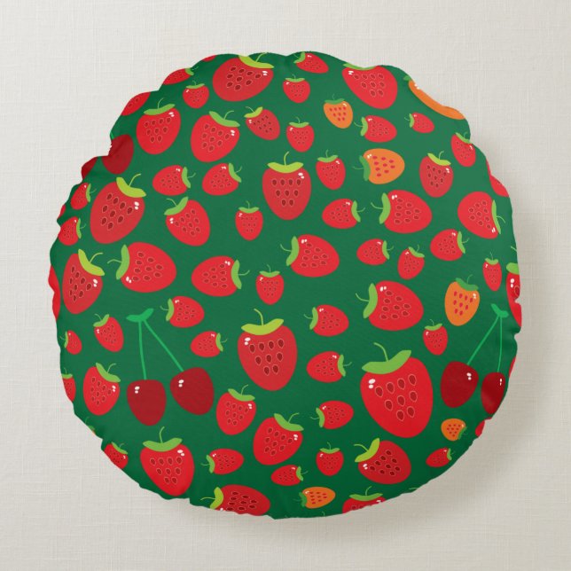 Strawberries   round pillow (Front)