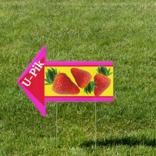 Strawberries Sale Farm Stand Arrow Shaped Sign