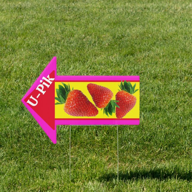 Strawberries Sale Farm Stand Arrow Shaped Sign (Insitu)