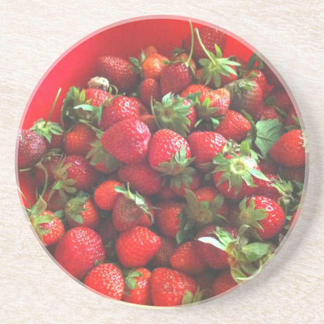 Strawberries Sandstone Coaster (Front)