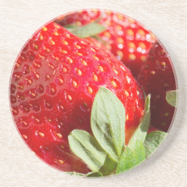 Strawberries Sandstone Coaster (Front)