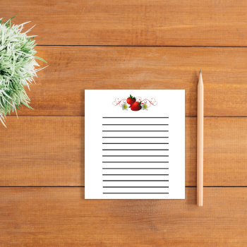 Strawberries Small Dark Lined Notepad by PinkiesEZ2C at Zazzle
