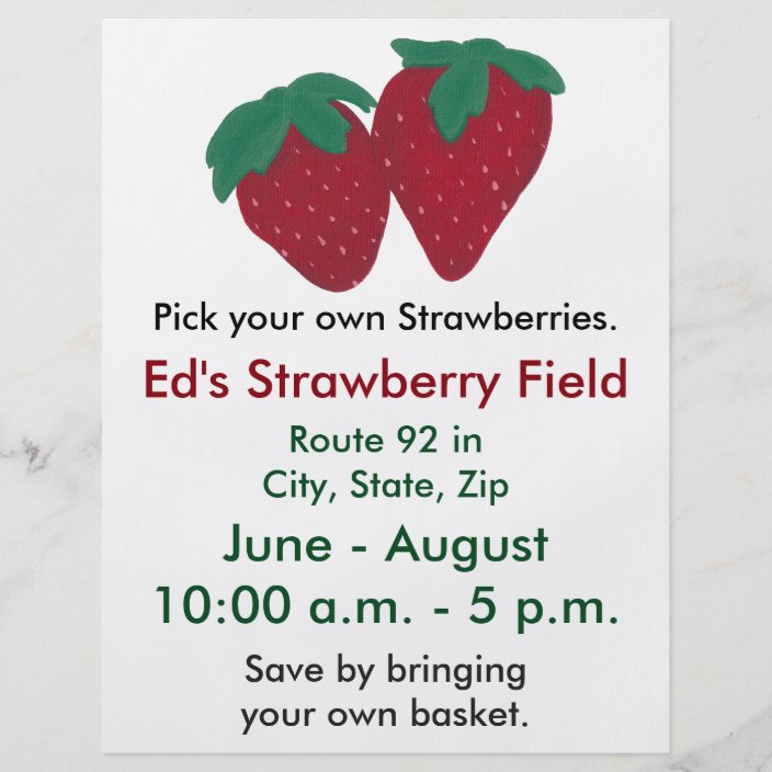 Strawberries Strawberry Farm Flyers | Zazzle