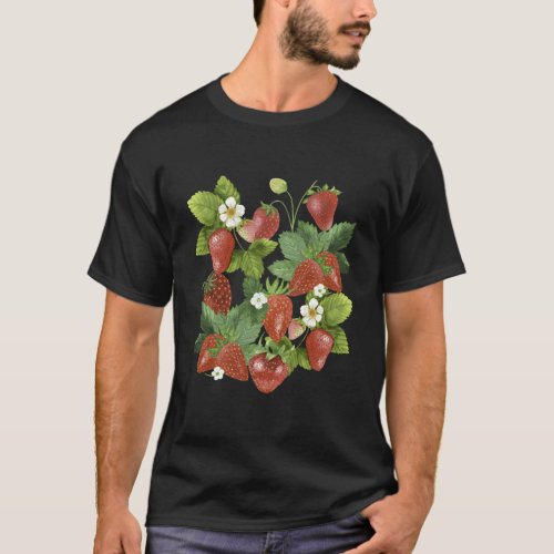 Strawberries Strawberry Fruit Berry Floral T_Shirt