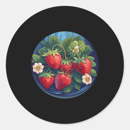 Strawberries Strawberry Motif Strawberry Plants Fr Classic Round Sticker