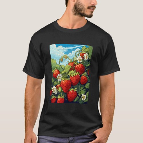 Strawberries Strawberry Motif Strawberry Plants Fr T_Shirt