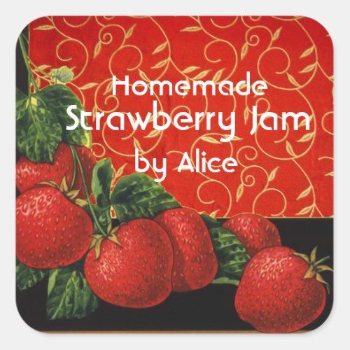 STRAWBERRIES Strawberry Preserve JamCanning Square Sticker