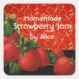 STRAWBERRIES Strawberry Preserve ,Jam,Canning Square Sticker
