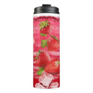 Strawberries Summer Drink With Ice Cubes Thermal Tumbler