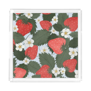 Strawberries: summer fruit pattern design. acrylic tray