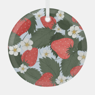 Strawberries: summer fruit pattern design. glass ornament