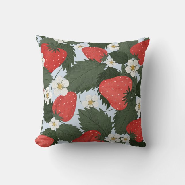 Strawberries: summer fruit pattern design. throw pillow (Front)