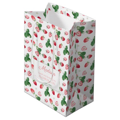 Strawberries Sweet Custom Name Wedding Thank You Medium Gift Bag