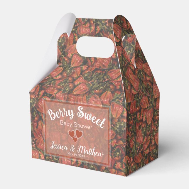 Strawberries Thank You Baby Shower Favor Box (Front Side)