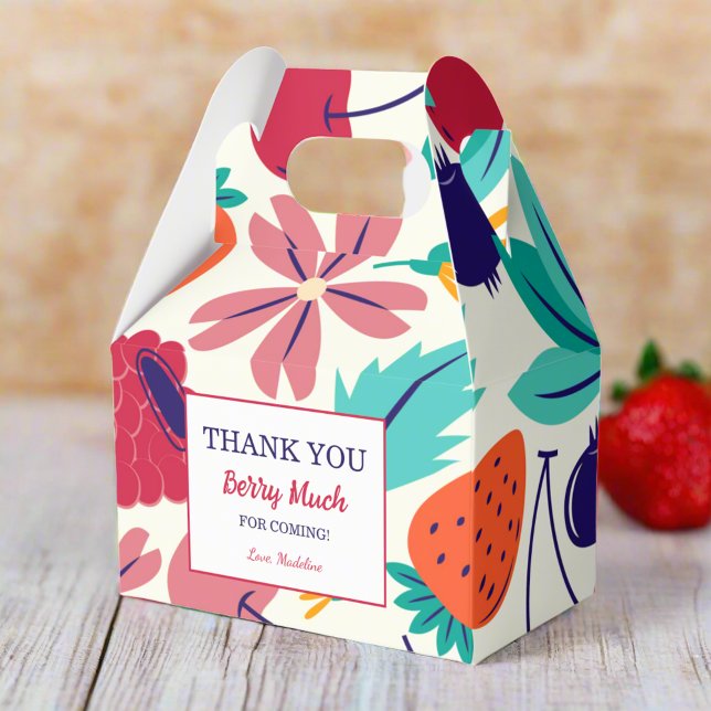  Strawberries Thank You Berry Much Birthday Party Favor Boxes (Creator Uploaded)