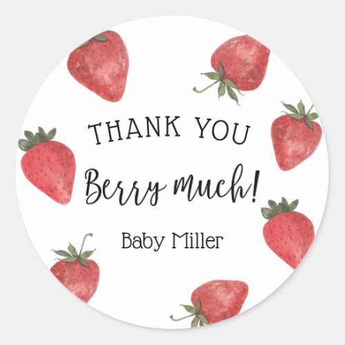 Strawberries Thank you Berry Much Classic Round Sticker