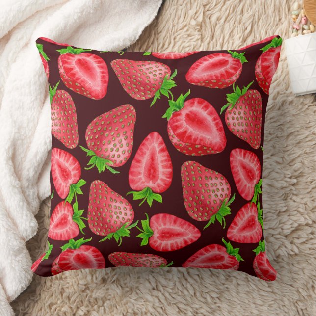 Strawberries Throw Pillow (Blanket)