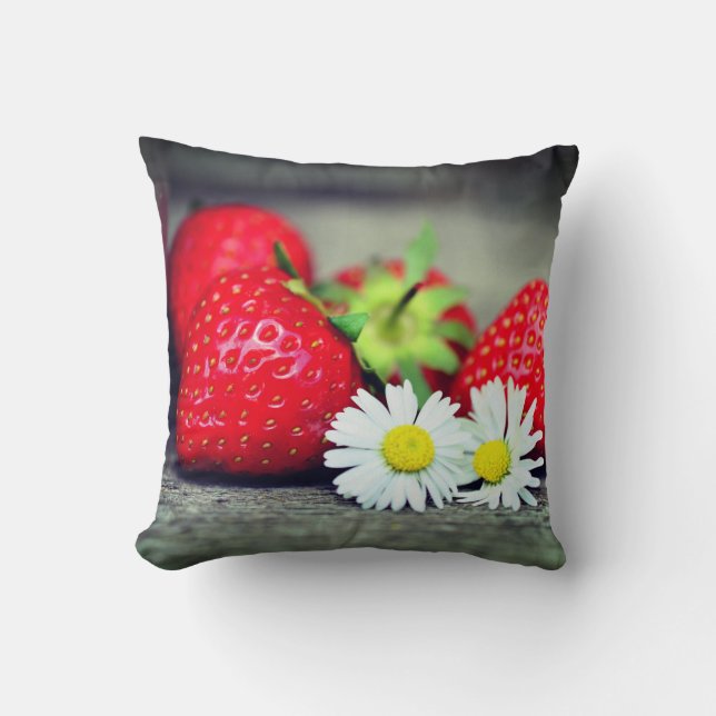 Strawberries Throw Pillow (Front)