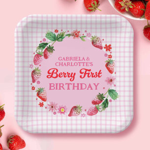 Strawberries Twin Sisters Joint Berry 1st Birthday Paper Plates