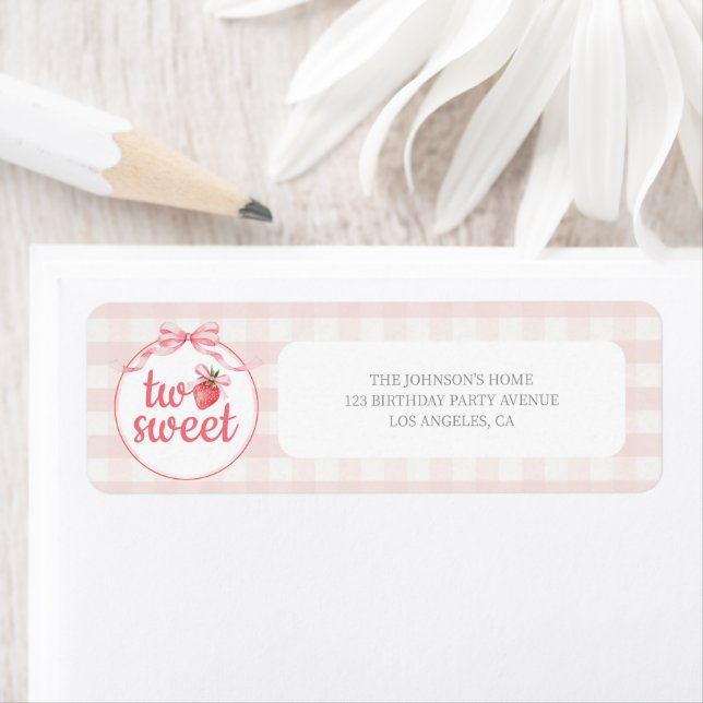 Strawberries Two Sweet 2nd Birthday Address Label (Insitu)