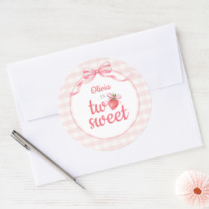 Strawberries Two Sweet 2nd Birthday Classic Round Sticker