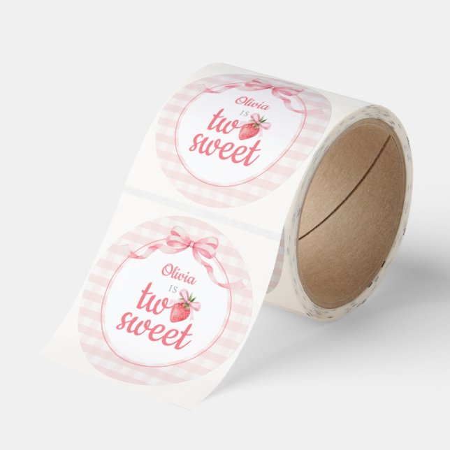 Strawberries Two Sweet 2nd Birthday  Classic Round Sticker (Roll)