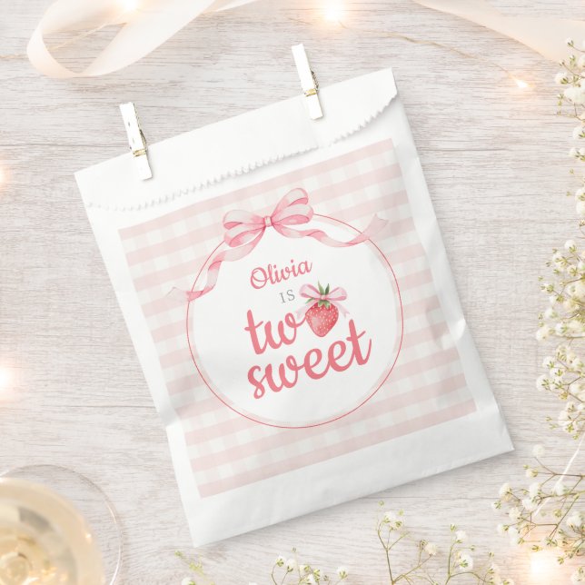Strawberries Two Sweet 2nd Birthday  Favor Bag (Clipped)
