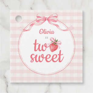 Strawberries Two Sweet 2nd Birthday Favor Tags