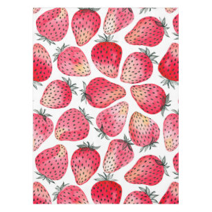 Strawberries watercolor and ink tablecloth