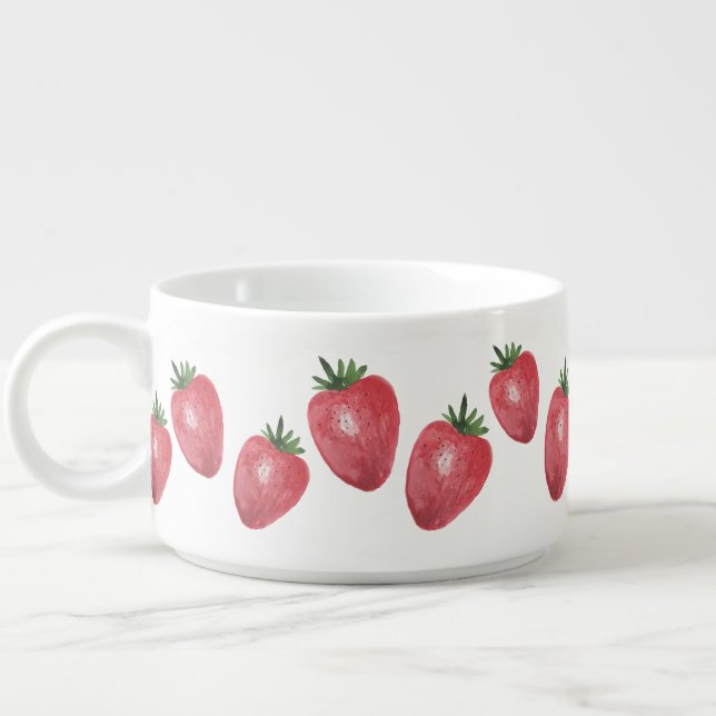 Strawberries Watercolor Hand-painted Bowl (Right)