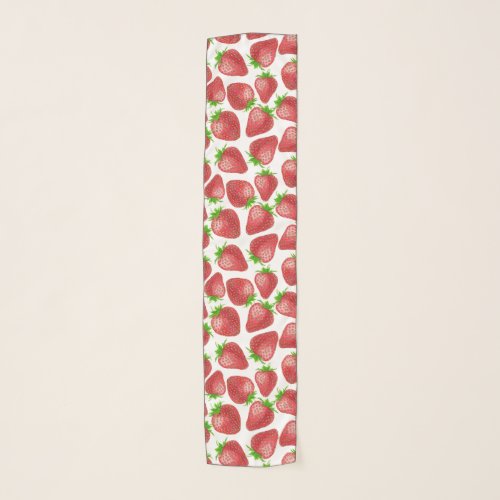 Strawberries watercolor pattern scarf