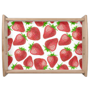Strawberries watercolor pattern serving tray