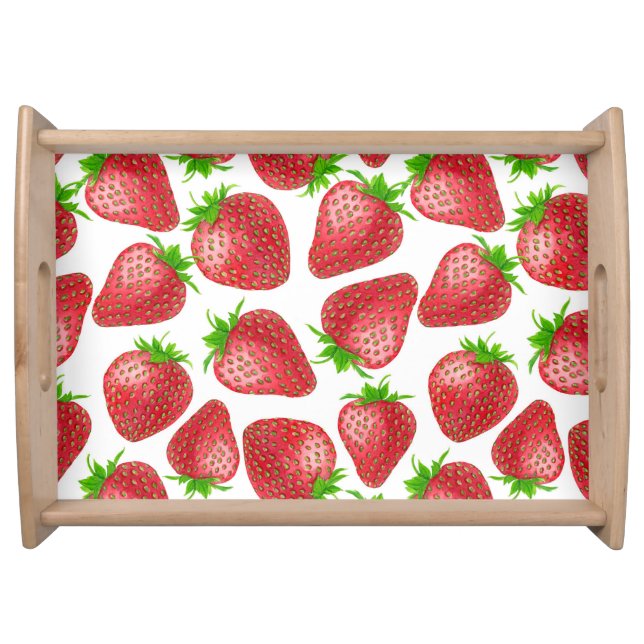 Strawberries watercolor pattern serving tray (Front)