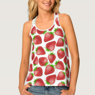 Strawberries watercolor pattern tank top