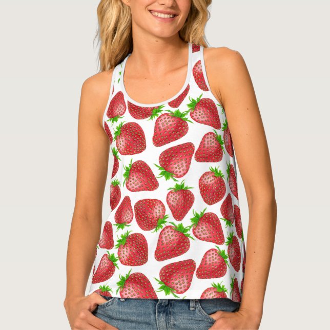 Strawberries watercolor pattern tank top (Front)