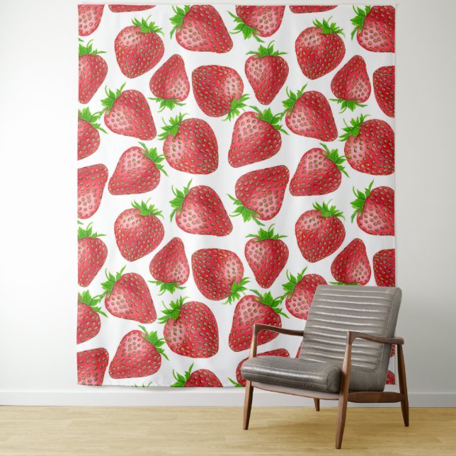 Strawberries watercolor pattern tapestry (In Situ)