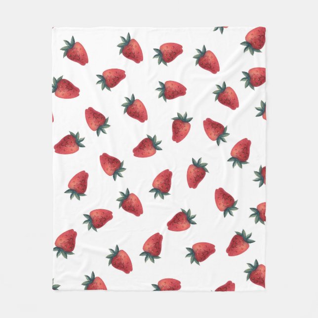 Strawberries Watercolor: Playful Seamless Pattern Fleece Blanket (Front)