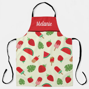 Strawberries, watermelon and popsicle custom name apron