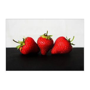 Strawberries White Over Black 36x24 (90x60cm)waam Acrylic Print